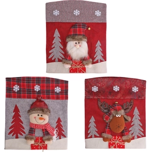 3D Santa Claus Snowman and Reindeer chair covers for festive Christmas kitchen decor