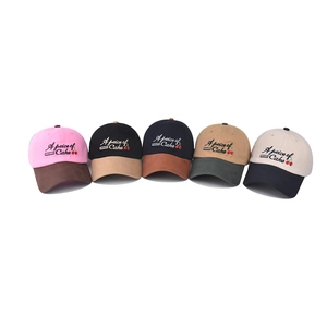 Classic cherry embroidery washed cotton baseball caps in five trendy color combinations