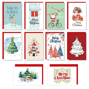 Lot de 10 cartes de Noël festives avec enveloppes aux motifs variés de vacances