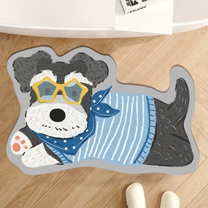 Cartoon Animal Shaped Bathroom Mat Diatomite PVC Absorbent Anti-Slip Quick Dry Floor Rug Home Entrance Decoration