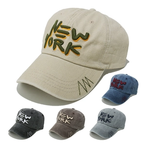 New York Letter Embroidery Baseball Cap Washed Cotton Distressed Retro Outdoor Sun Protection Hat Unisex