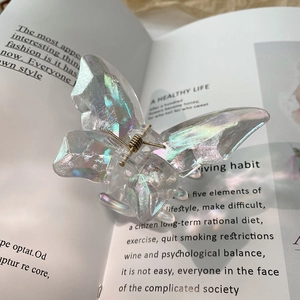 Iridescent Butterfly Hair Claw Clip Resin Aurora Finish Large Shark Clip Korean Style Sweet Fashion Accessories Women