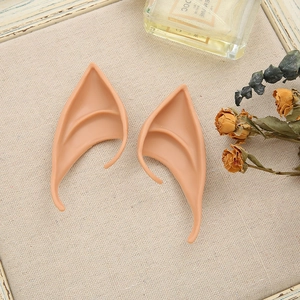 Detailed view of realistic dark nude elf ears for cosplay and Halloween accessory