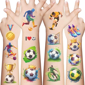 Soccer Temporary Tattoo Stickers Waterproof Cartoon Football Sports Theme For Kids Party Favors Trophy Athlete Designs