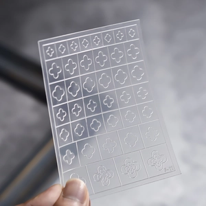 Hollow clover spray stencil for nail art stickers on clear plastic sheet, model F-11