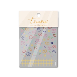 Cute cartoon 5D nail art stickers featuring cats, rabbits and strawberries on card packaging