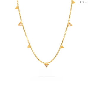 Minimalist Triangle Pendant Necklace Titanium Steel 18K Gold Plated Zircon Inlaid Geometric Clavicle Chain For Women