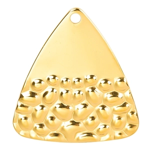 18k gold plated stainless steel triangle pendant with hammer texture and metallic luster