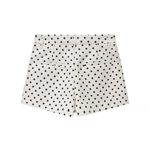 Rückansicht der Damen-Punkthose mit Gesäßtaschen und Gürtelschlaufen auf weißem Grund