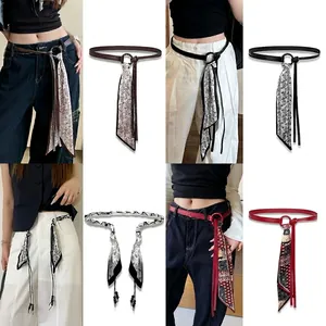 Decorative Waist Belt For Women Bohemian Ethnic Style Vintage Paisley Print Braided Rope Chain With Tassels Artificial Pearls Beads