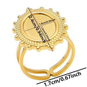Detailed size measurement chart for sunflower style stainless steel ring base