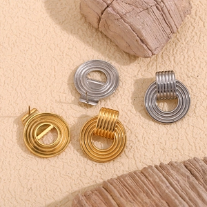 Classic 18K gold and silver plated stainless steel chunky hoop earrings with textured finish