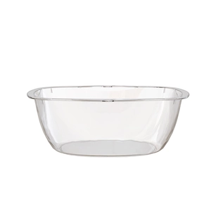 Transparent oval plastic washbasin with ergonomic handles for household laundry and storage