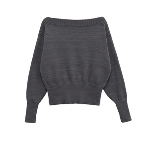 Maglione In Maglia Con Spalle Scoperte Manica Lunga Tinta Unita Bordo A Costine Vestibilità Aderente Casual Donna