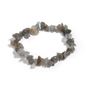 Bracciale fatto a mano con pietre di labradorite grigia irregolari e riflessi blu