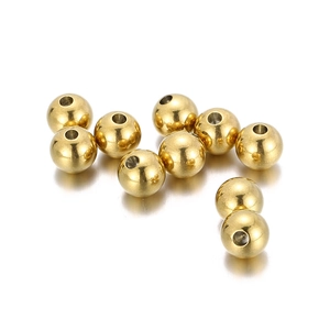 Polished 18K gold plated stainless steel beads for jewelry making necklaces and bracelets