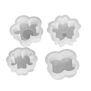 Set di 4 stampi in silicone floreali per colata di resina 3D a trifoglio e fiori