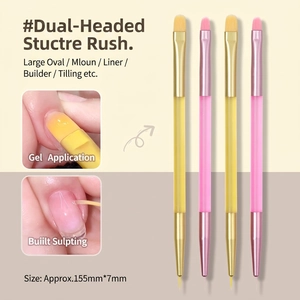 Dual Ended Nail Art Brush Acrylic Handle Nylon Bristles UV Gel Building Extension Liner Pen French Painting Tool
