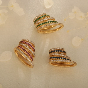 Stacked Spiral Pendant Micro Paved Colorful Cubic Zirconia Copper Gold Plated Necklace Accessory For Jewelry Making