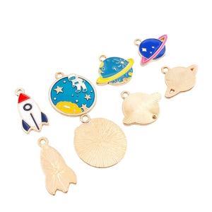 DIY Space enamel charms featuring astronaut, rocket and planet for jewelry making