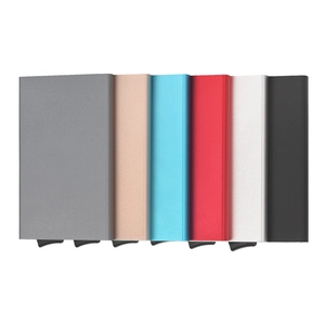 Slim aluminum RFID blocking wallets in six colors with pop-up card mechanism