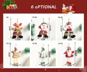 Size chart showing dimensions and weight for six fabric Christmas tree hanging ornaments