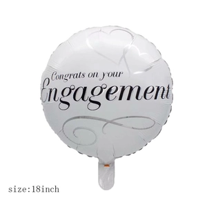 Detail of 18 inch white aluminum foil balloon with Congrats on your Engagement print