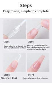 Step-by-step application guide for ultra-thin transparent coffin shaped false nail extensions