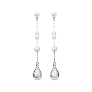 French vintage jewelry set with pearl beaded earrings and teardrop pendant necklace