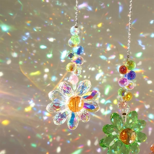 Rainbow crystal sunflower suncatchers for indoor windows and garden decor