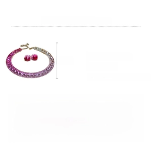 Detailed spec view of rhinestone necklace and earrings set with alloy material data