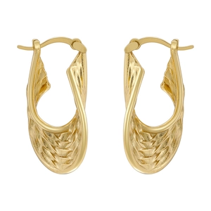 French vintage 18K gold twisted hoop earrings with layered woven texture for women