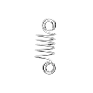 Detail of silver spiral metal spring rings for DIY dreadlocks hair accessories kit