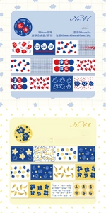 Vue détaillée des motifs de ruban washi floral avec motifs en boucle et données techniques