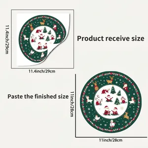 Size chart for Christmas window stickers showing product and finished dimensions