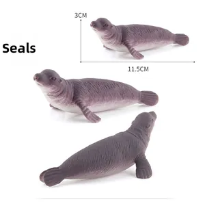 Detailed view of realistic seal animal model with 11.5cm length and grey fur texture