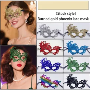 Sexy Hollow Out Lace Masquerade Mask Phoenix Design Bronzing Eye Mask For Women Halloween Party Ball Carnival Mysterious