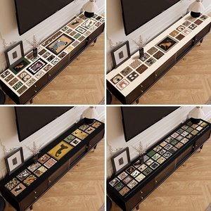 Waterproof leather table runner with vintage patterns for TV cabinets and consoles