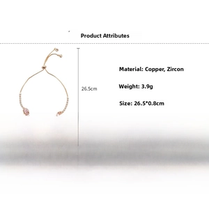Detailed view of adjustable rose gold bracelet with pink oval zircons and pavé accents