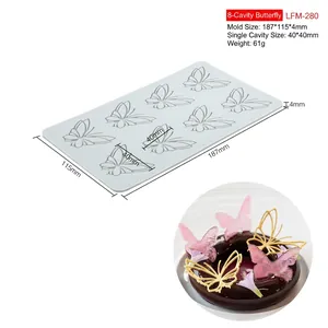 Detailed size specifications of 8-cavity butterfly lace silicone fondant mold