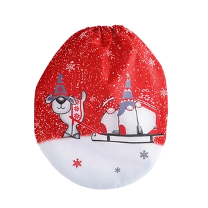 Christmas toilet seat cover set in red non-woven fabric featuring Santa and reindeer motifs