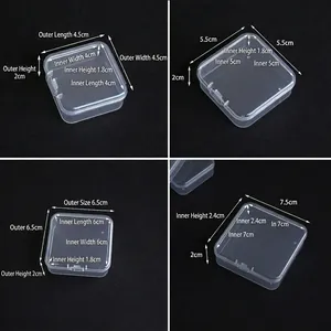 Transparent PP square storage box set in four sizes with precise inner and outer dimensions