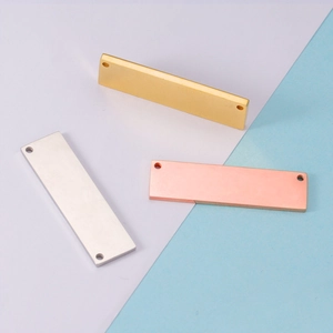 Rectangle stainless steel connector tags in gold silver and rose gold finishes