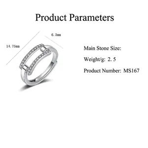Double layered sterling silver ring with cubic zirconia stones showing 14.75mm diameter