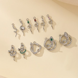 Pendentifs serpent en argent avec zircons colorés pour la création de bijoux DIY