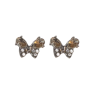 4-piece minimalist silver butterfly stud earrings set with sparkling cubic zirconia stones