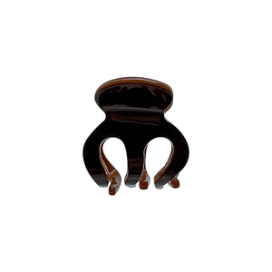 Polished chocolate brown acetate shark hair claw clip for women on white background
