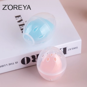Set di due spugnette per trucco rosa e blu con custodie trasparenti e traspiranti