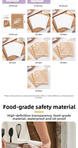 Detail showing greaseproof baking paper bags in various sizes with window for food packaging