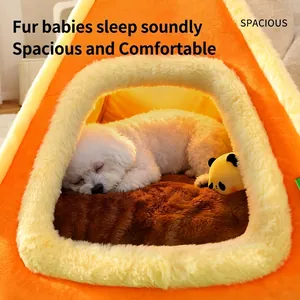Cama tienda para mascotas con forma de zanahoria, interior de felpa suave y diseño espacioso